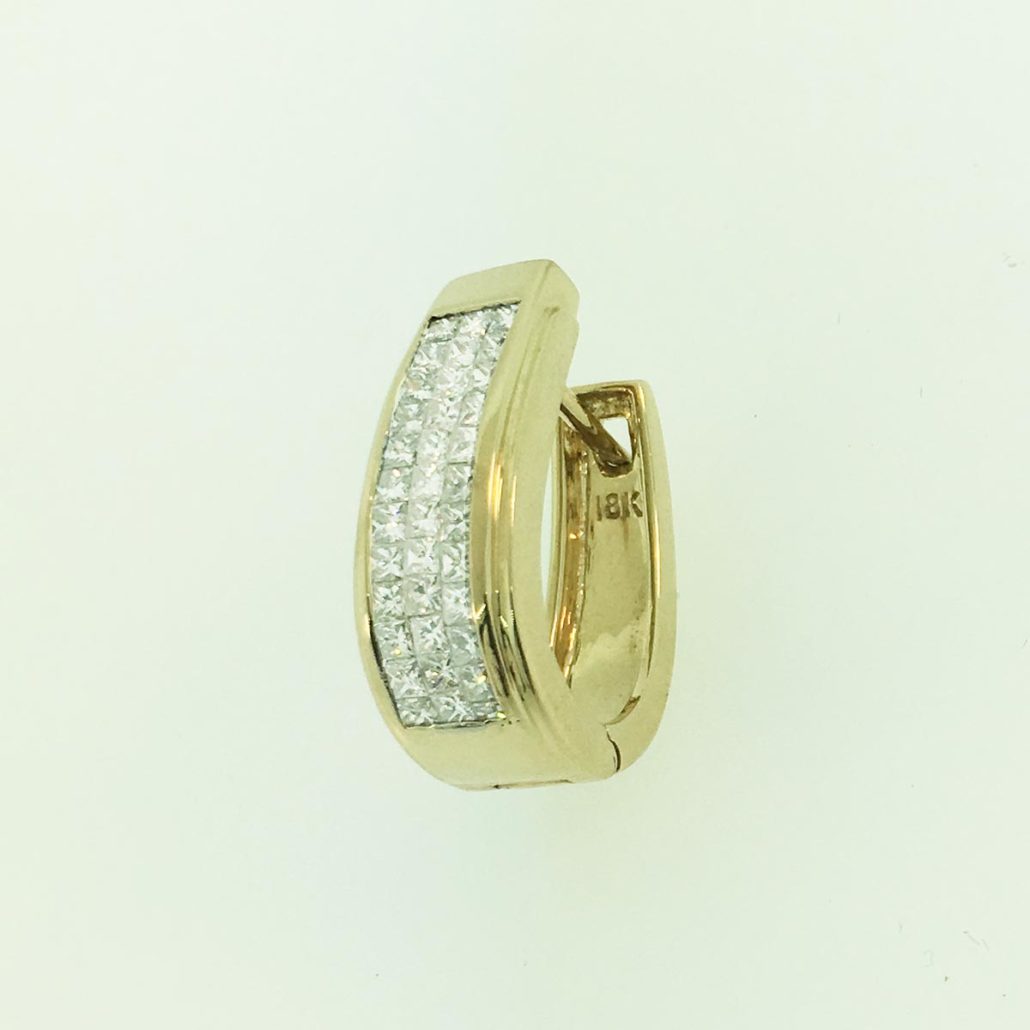 Diamond Hoops, Invisible Setting, Floating Diamonds, Yellow Gold, Hinged Hoop Earring, Holiday Gifts, 20 Days of Diamonds