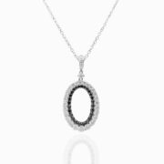 14K White Gold, 20 Days of Diamonds, Circle Pendant, Diamond District, Diamond Pendant, Fancy Black Treated Diamond, Fine Jewelry, Holiday 2017, holiday gifts, Natural Round Brilliant Diamond, NYC Jeweler