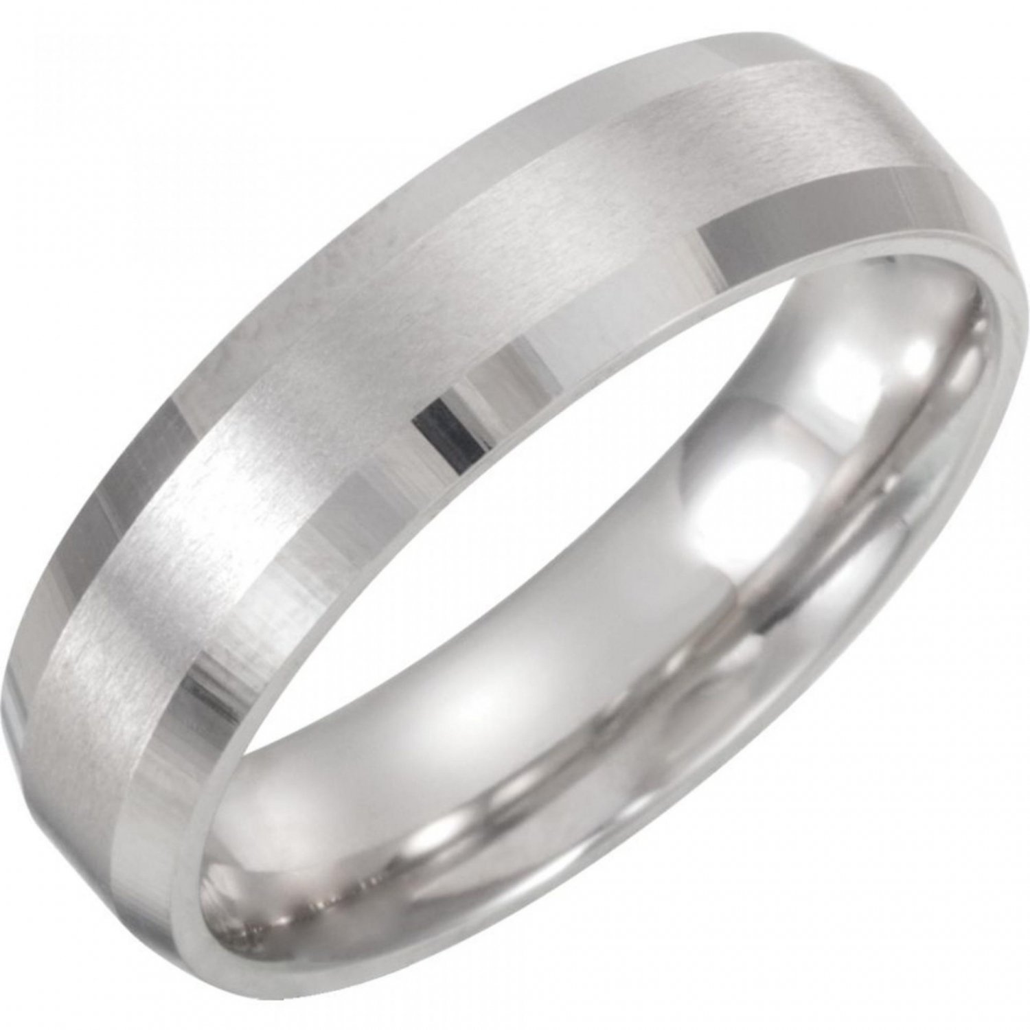 Men's 6mm Platinum Wedding Band With Beveled Edge | Grants Jewelry