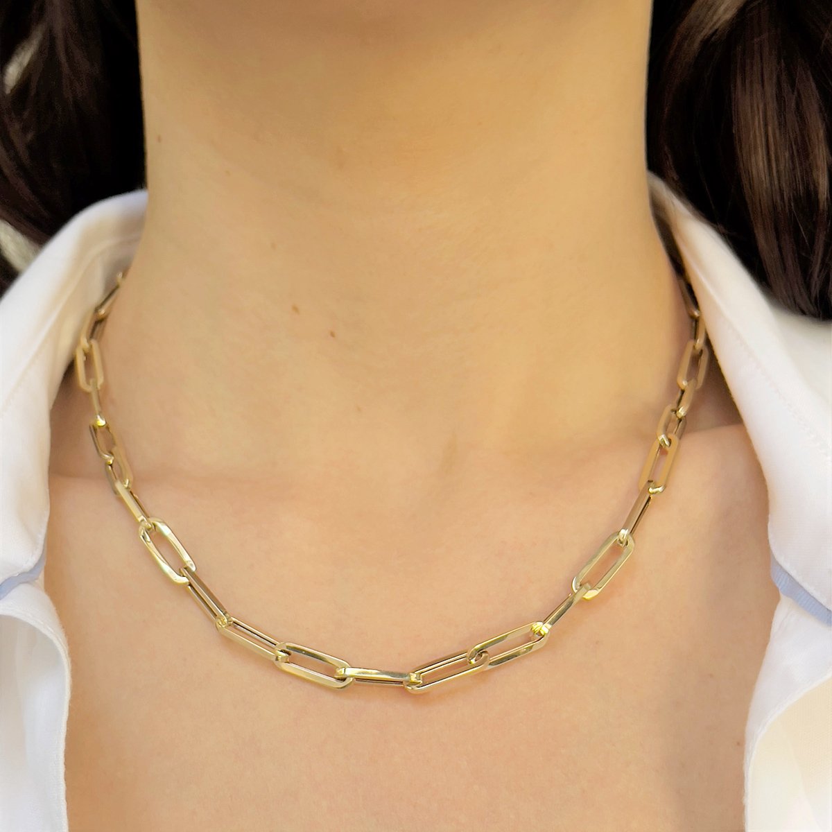 14K Yellow Gold Paperclip Necklace, 2023-43
